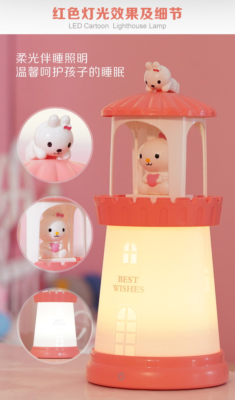 LED三档色温无极调光触控灯塔夜灯-熊猫